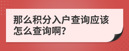 那么积分入户查询应该怎么查询啊？