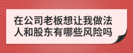 在公司老板想让我做法人和股东有哪些风险吗