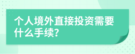 个人境外直接投资需要什么手续？