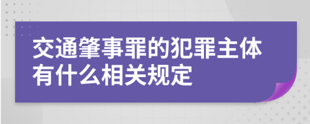 交通肇事罪的犯罪主体有什么相关规定