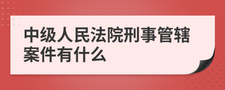 中级人民法院刑事管辖案件有什么