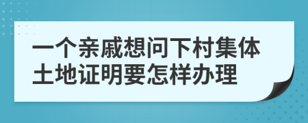 一个亲戚想问下村集体土地证明要怎样办理