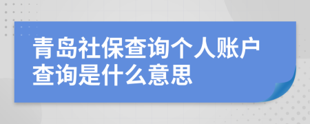 青岛社保查询个人账户查询是什么意思