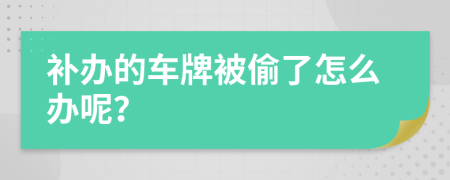 补办的车牌被偷了怎么办呢？