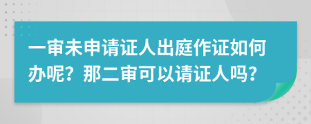 一审未申请证人出庭作证如何办呢？那二审可以请证人吗？