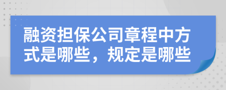 融资担保公司章程中方式是哪些，规定是哪些