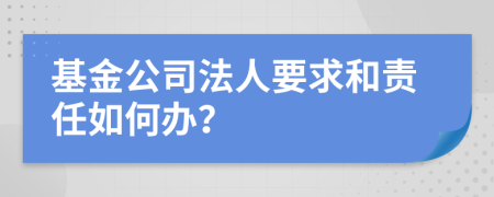 基金公司法人要求和责任如何办？