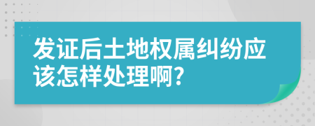 发证后土地权属纠纷应该怎样处理啊?