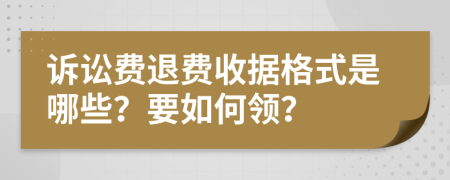 诉讼费退费收据格式是哪些？要如何领？