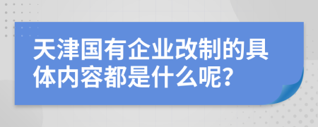 天津国有企业改制的具体内容都是什么呢？