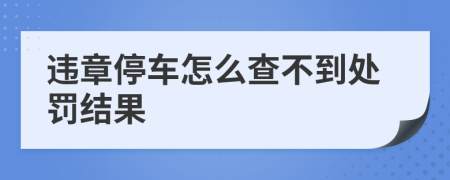 违章停车怎么查不到处罚结果