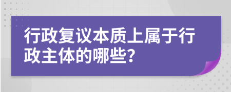 行政复议本质上属于行政主体的哪些？