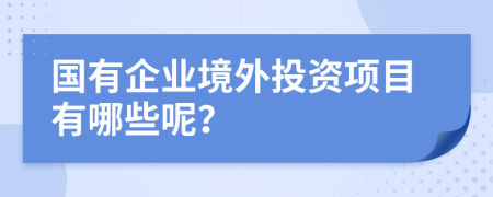 国有企业境外投资项目有哪些呢？
