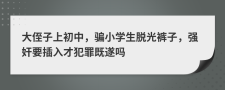 大侄子上初中，骗小学生脱光裤子，强奸要插入才犯罪既遂吗