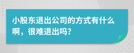 小股东退出公司的方式有什么啊，很难退出吗？
