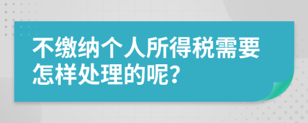 不缴纳个人所得税需要怎样处理的呢？