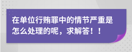 在单位行贿罪中的情节严重是怎么处理的呢，求解答！！