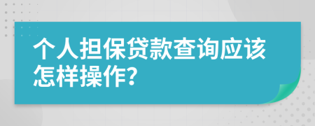 个人担保贷款查询应该怎样操作？