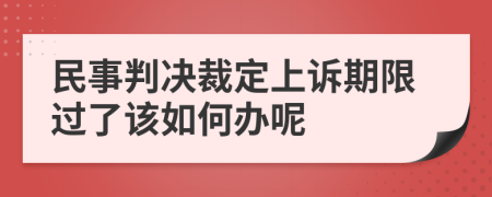 民事判决裁定上诉期限过了该如何办呢