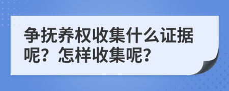 争抚养权收集什么证据呢？怎样收集呢？