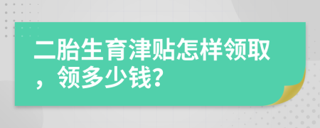 二胎生育津贴怎样领取，领多少钱？