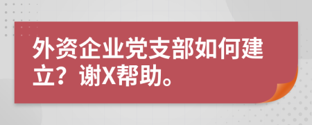 外资企业党支部如何建立？谢X帮助。