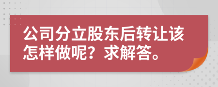 公司分立股东后转让该怎样做呢？求解答。