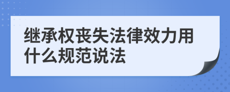 继承权丧失法律效力用什么规范说法