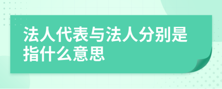 法人代表与法人分别是指什么意思