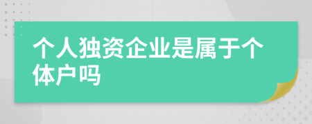 个人独资企业是属于个体户吗