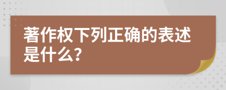 著作权下列正确的表述是什么？