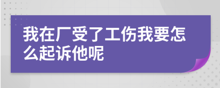 我在厂受了工伤我要怎么起诉他呢