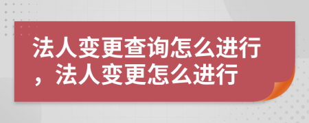 法人变更查询怎么进行，法人变更怎么进行