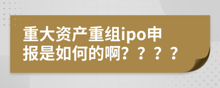 重大资产重组ipo申报是如何的啊？？？？