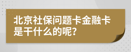 北京社保问题卡金融卡是干什么的呢？