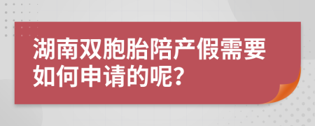 湖南双胞胎陪产假需要如何申请的呢？