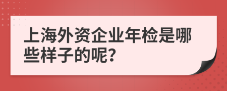 上海外资企业年检是哪些样子的呢？