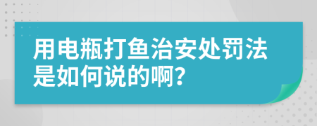 用电瓶打鱼治安处罚法是如何说的啊？