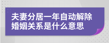 夫妻分居一年自动解除婚姻关系是什么意思