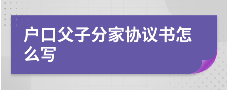 户口父子分家协议书怎么写