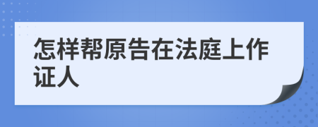 怎样帮原告在法庭上作证人