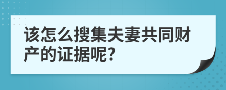 该怎么搜集夫妻共同财产的证据呢?