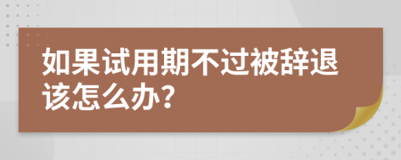如果试用期不过被辞退该怎么办？
