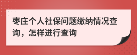 枣庄个人社保问题缴纳情况查询，怎样进行查询