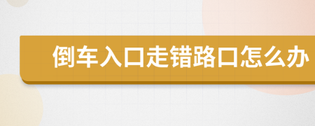 倒车入口走错路口怎么办