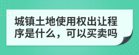 城镇土地使用权出让程序是什么，可以买卖吗