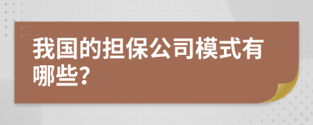 我国的担保公司模式有哪些？