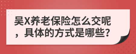 吴X养老保险怎么交呢，具体的方式是哪些？