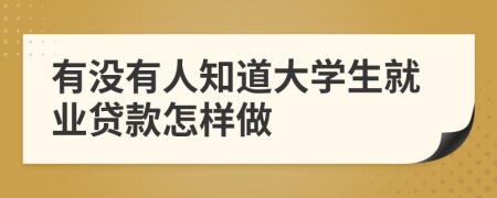 有没有人知道大学生就业贷款怎样做