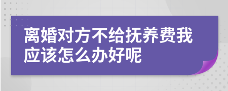 离婚对方不给抚养费我应该怎么办好呢